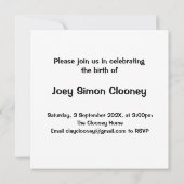 Elephant Party - Birth Announounding - Blue Kaart (Achterkant)