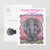 Elephant Party Center Aankondigingskaart (Voorkant / Achterkant)