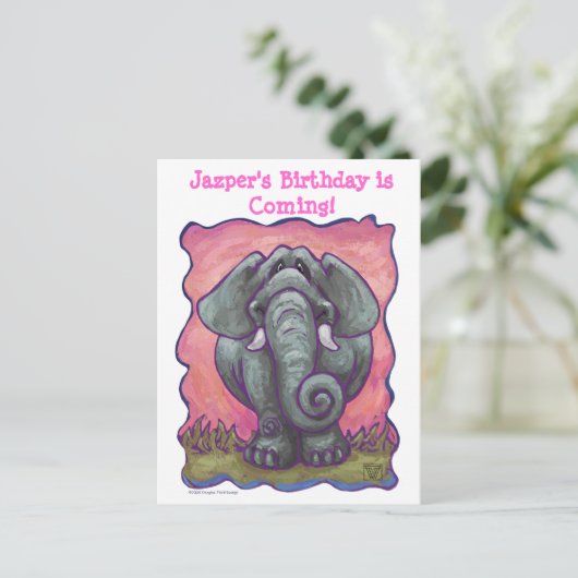 Elephant Party Center Aankondigingskaart (Staand voorkant)