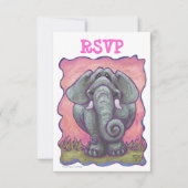 Elephant Party Center RSVP-kaarten RSVP Kaartje (Voorkant)