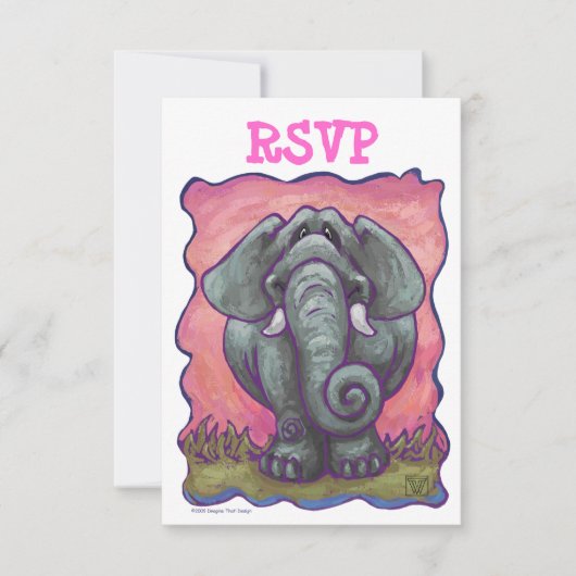 Elephant Party Center RSVP-kaarten RSVP Kaartje (Voorkant)