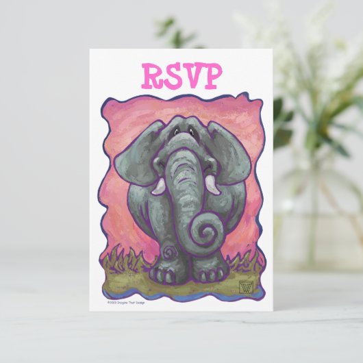 Elephant Party Center RSVP-kaarten RSVP Kaartje (Staand voorkant)
