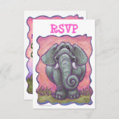 Elephant Party Center RSVP-kaarten RSVP Kaartje (Voorkant / Achterkant)