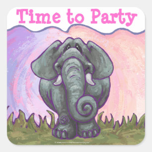 Elephant Party Center Vierkante Sticker