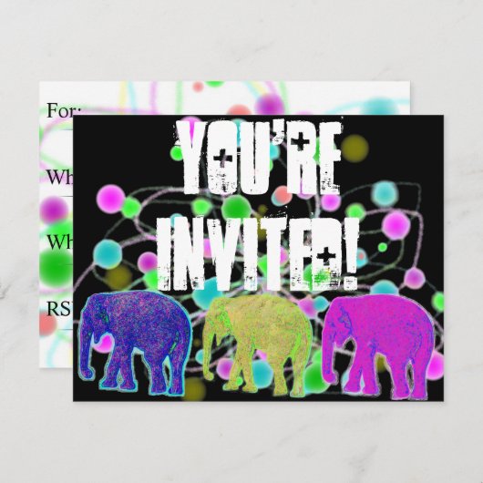 Elephant Party Kaart (Voorkant / Achterkant)