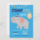 Elephant Party Kids Birthday Wild Fun Uitnodiging (Voorkant)