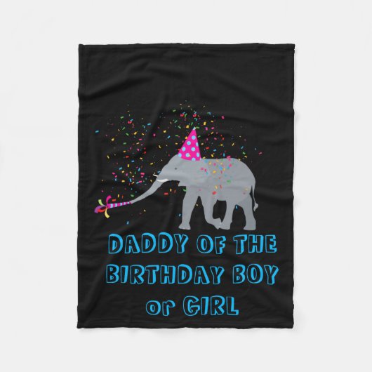Elephant Partying Animal Birthday Daddy Girl Boy T Fleece Deken (Voorkant)