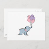 Elephant Pastel Waterverf Bunch Balloo Briefkaart (Voorkant / Achterkant)