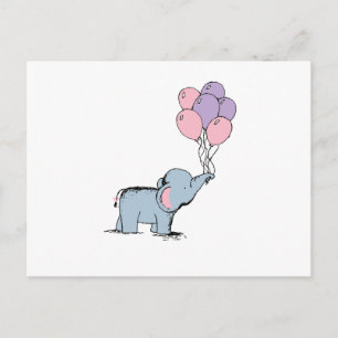 Elephant Pastel Waterverf Bunch Balloo Briefkaart