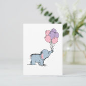 Elephant Pastel Waterverf Bunch Balloo Briefkaart (Staand voorkant)