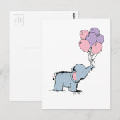 Elephant Pastel Waterverf Bunch Balloo Briefkaart (Voorkant / Achterkant)