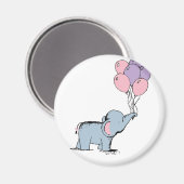 Elephant Pastel Waterverf Bunch Balloo Magneet (Voorkant / Achterkant)