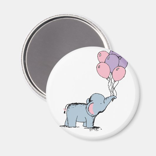 Elephant Pastel Waterverf Bunch Balloo Magneet (Voorkant / Achterkant)