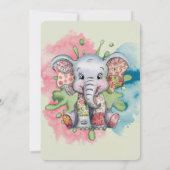 Elephant Patchwork Chic Girl of Boy Baby shower Kaart (Achterkant)
