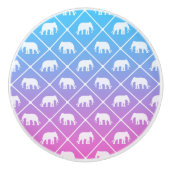 Elephant-patroon op blauwe tot roze gradiënt keramische knop (Voorkant)