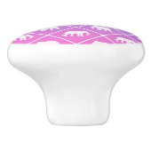 Elephant-patroon op blauwe tot roze gradiënt keramische knop (Zijkant)