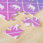 Elephant-patroon op blauwe tot roze gradiënt legpuzzel (Zijkant)