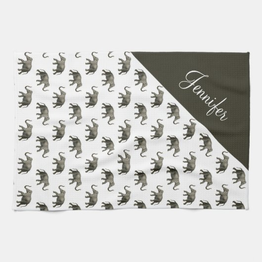 Elephant Pattern - Aangepaste naam Theedoek (Horizontaal)