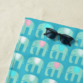 Elephant Pattern Aqua Beach Towel Strandlaken