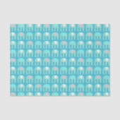 Elephant Pattern Aqua Blue Tissuepapier (Voorkant)