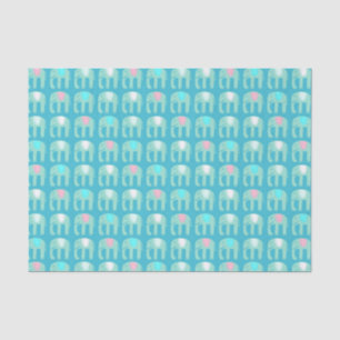 Elephant Pattern Aqua Blue Tissuepapier