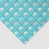 Elephant Pattern Aqua Blue Tissuepapier (Detail)