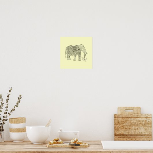 Elephant Pattern Art Print Poster (Keuken)