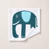 Elephant Pattern Blue Bad Handdoek (Wasdoekje)