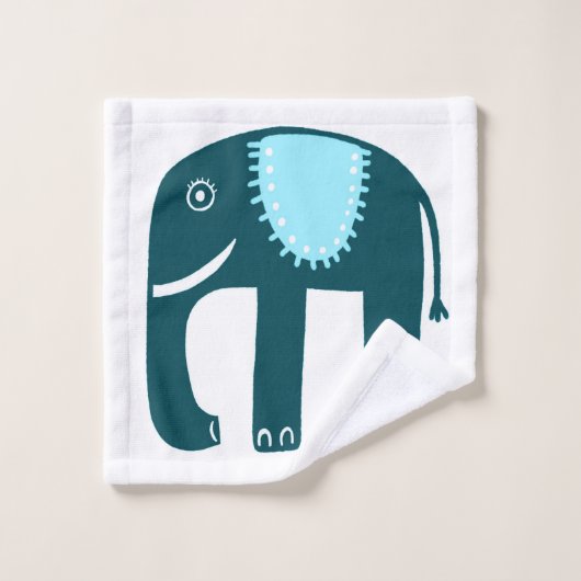 Elephant Pattern Blue Bad Handdoek (Wasdoekje)