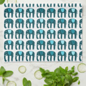 Elephant Pattern Blue Theedoek (Gevouwen)
