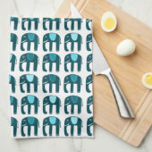 Elephant Pattern Blue Theedoek (Quarter Fold)