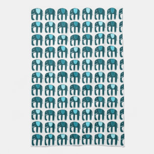 Elephant Pattern Blue Theedoek