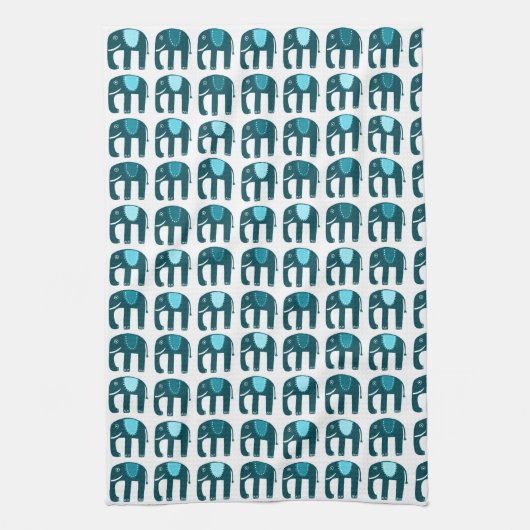 Elephant Pattern Blue Theedoek (Verticaal)