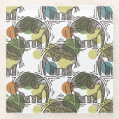 Elephant Pattern Glazen Onderzetter (Voorkant)