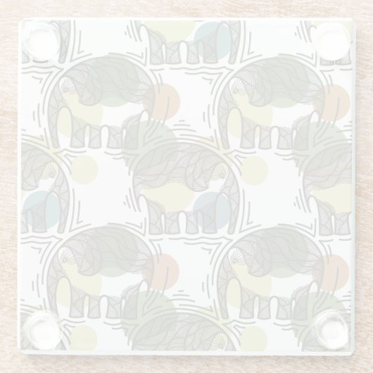 Elephant Pattern Glazen Onderzetter (Achterkant)