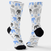 Elephant pattern gray blue glittery sokken (Gebogen)