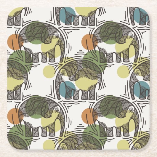 Elephant Pattern Kartonnen Onderzetters (Voorkant)
