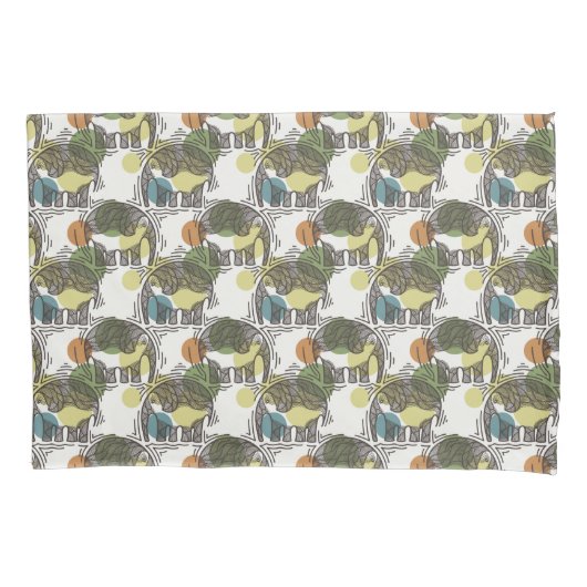 Elephant Pattern Kussensloop (Voorkant-Links)