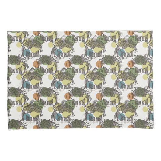 Elephant Pattern Kussensloop (Voorkant-Rechts)