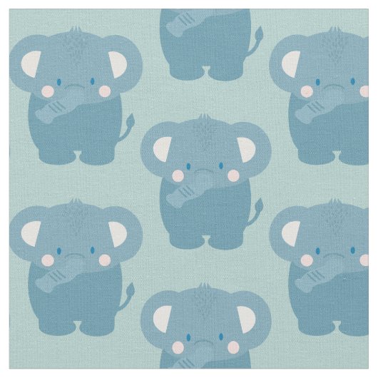 Elephant Pattern Lichtblauw Stof (Close Up)