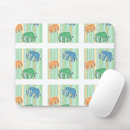 Elephant Pattern on Green Stripes Muismat (Met muis)