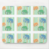 Elephant Pattern on Green Stripes Muismat (Voorkant)