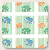 Elephant Pattern on Green Stripes Onderzetter (Voorkant)