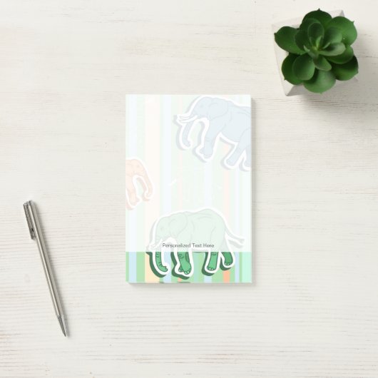 Elephant Pattern on Green Stripes Post-it® Notes (Kantoor)