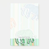Elephant Pattern on Green Stripes Post-it® Notes (Voorkant)