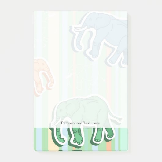 Elephant Pattern on Green Stripes Post-it® Notes (Voorkant)