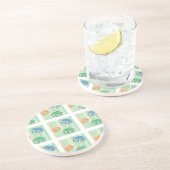 Elephant Pattern on Green Stripes Zandsteen Onderzetter (Zijkant)