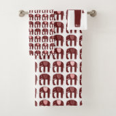 Elephant Pattern Red Roze Bad Handdoek (Insitu)