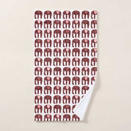 Elephant Pattern Red Roze Bad Handdoek (Handdoek)