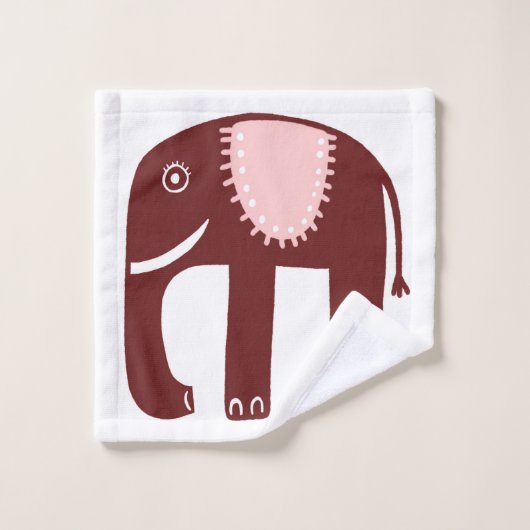 Elephant Pattern Red Roze Bad Handdoek (Wasdoekje)